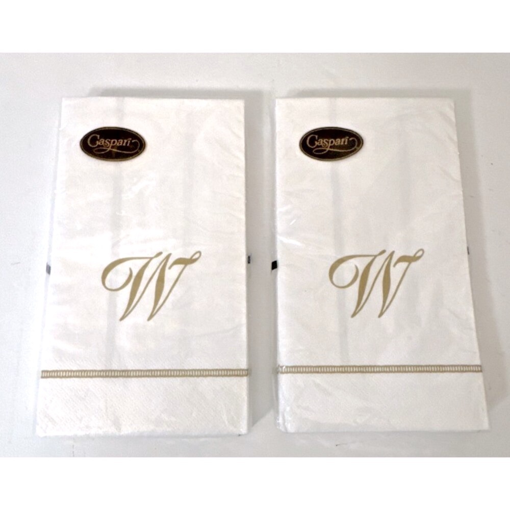 NEW!! 2 Packages of Caspari Paper Napkins With the Letter 'W' Hemstitch Script